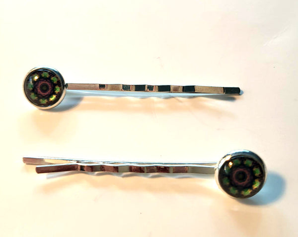 Pink Lily ~  Green & Pink Bobby Pin Set  ~ #148-8