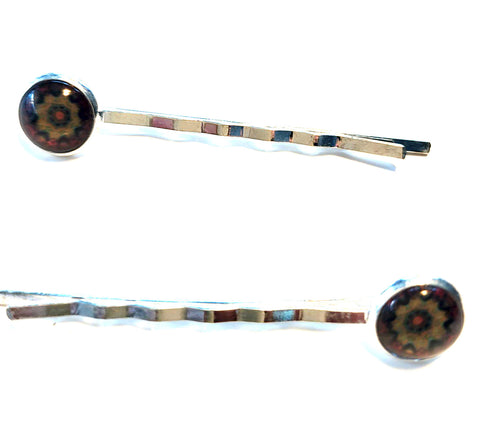 Pink Lily ~  Green Red & Cream Bobby Pin Set  ~ #148-9