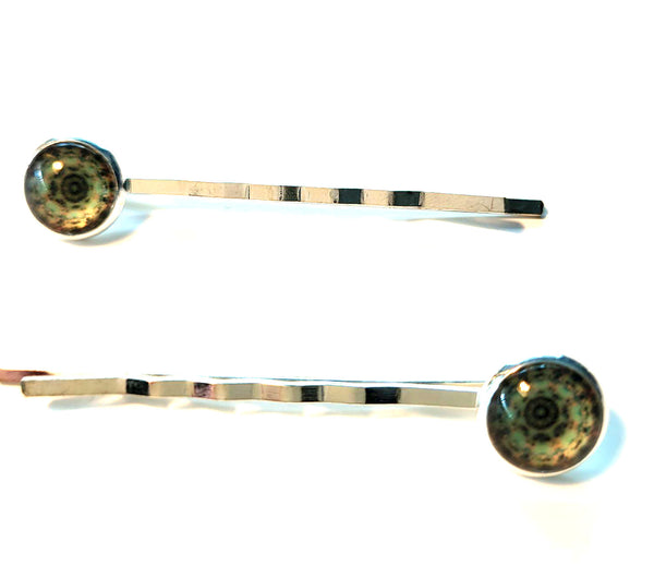Pink Lily ~  Green Bobby Pin Set  ~ #149-11