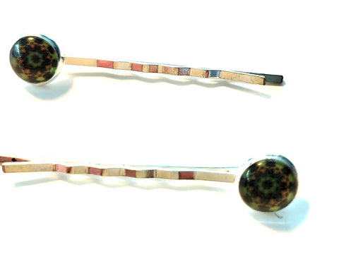 Pink Lily ~  Green Bobby Pin Set  ~ #149-3