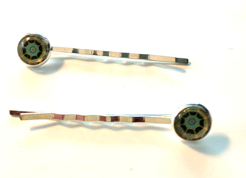 Pink Lily ~  Green Bobby Pin Set  ~ #149-4