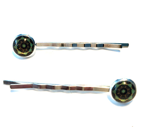 Pink Lily ~  Green Bobby Pin Set  ~ #149-5
