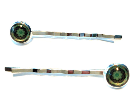 Pink Lily ~  Green Bobby Pin Set  ~ #149-9