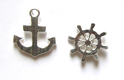 Pink Lily ~ Matte Anchor & Wheel Earrings #54