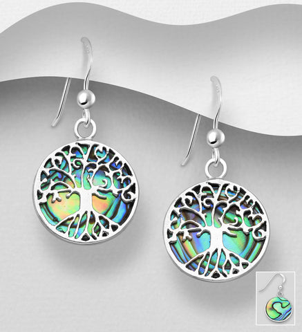Sterling Silver Abalone "Tree of Life" Earrings -  2-1-1183