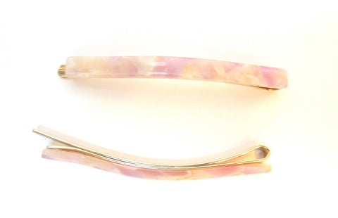 Pink Lily ~ "Virginie" Bobby Pin Slide Set ~  Light Purple & Beige #8