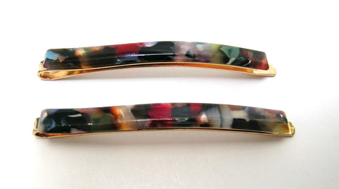Pink Lily ~ "Virginie" Bobby Pin Slide Set ~  Red & Black Multi #12