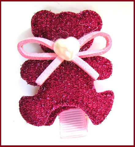 Pink Lily Kids ~ Sparkle Magenta Teddy Clip #14