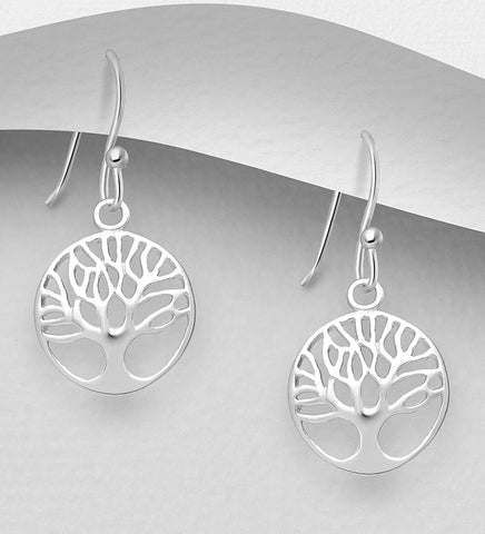 Sterling Silver "Tree of Life" Dangle Earrings ~ 2-1-1226