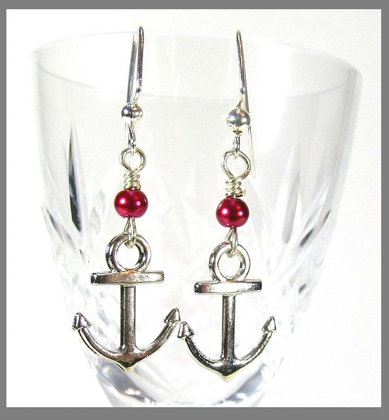 PINK LILY ~ Silver Plated Anchor Earrings ~ #91-2 ~ 4 Colorways