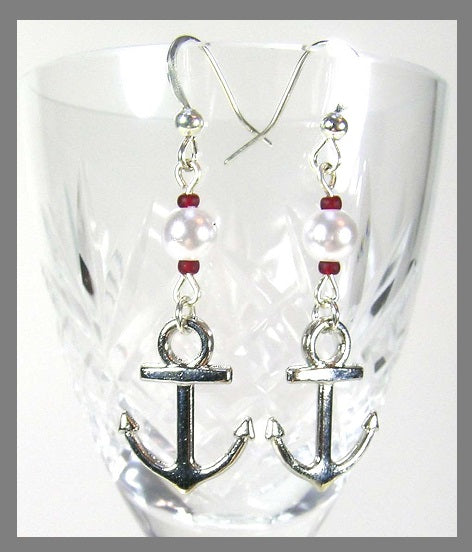 PINK LILY ~ Silver Plated Anchor Earrings ~ #91-2 ~ 4 Colorways