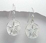 Sterling Silver Sand Dollar Earrings ~  2-1-1110