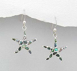 Sterling Silver Abalone Starfish Earrings 2-1-1112