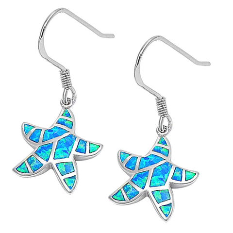 Sterling Silver Blue Starfish Earrings ~ 2-1-1163
