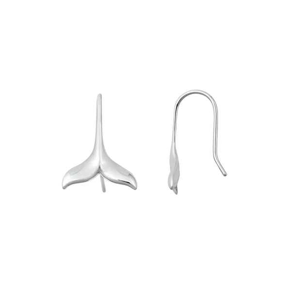 Sterling Silver  Whale's Tail Dangle Earrings ~ 2-1-1167