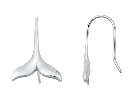 Sterling Silver  Whale's Tail Dangle Earrings ~ 2-1-1167