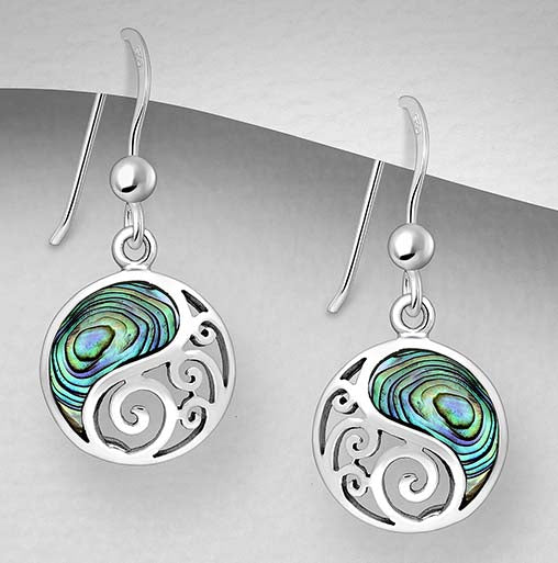 Sterling Silver Abalone "Celtic Wave" Earrings 2-1-1185
