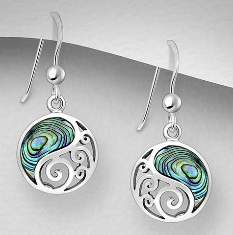 Sterling Silver Abalone "Celtic Wave" Earrings 2-1-1185