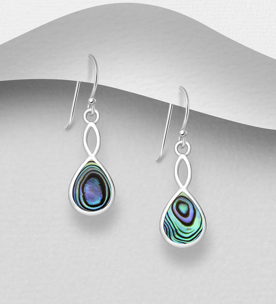 Sterling Silver Abalone Dangle Earrings 2-1-1187