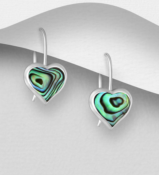 Sterling Silver Abalone Dangle Earrings 2-1-1189