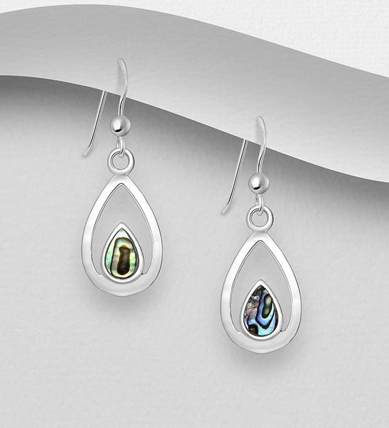 Sterling Silver Abalone Dangle Earrings 2-1-1203