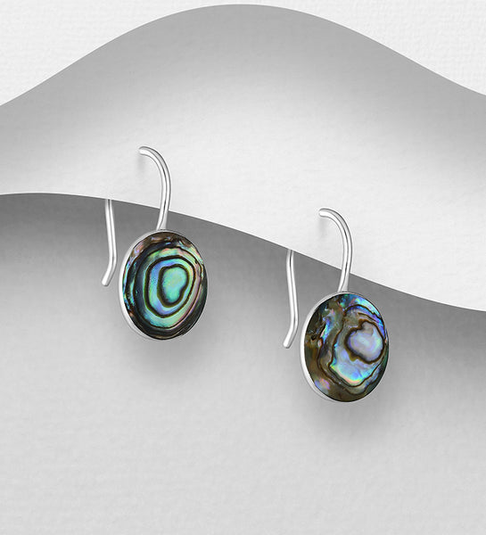 Sterling Silver Abalone Dangle Earrings 2-1-1204