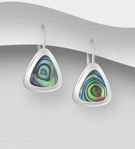 Sterling Silver Abalone Dangle Earrings 2-1-1206