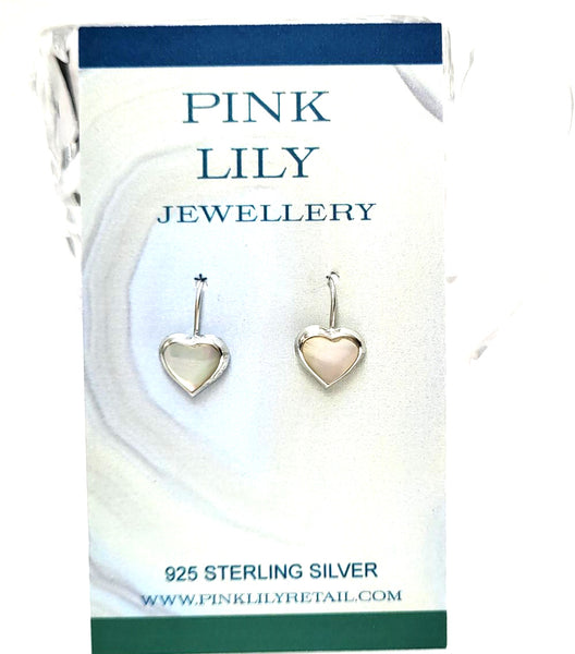 Sterling Silver White Mother of Pearl Dangle Earrings 2-1-1211
