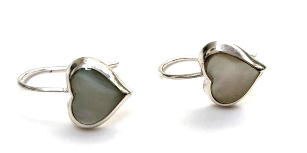 Sterling Silver White Mother of Pearl Dangle Earrings 2-1-1211