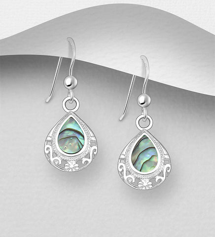 Sterling Silver Abalone Dangle Earrings ~ 2-1-1215