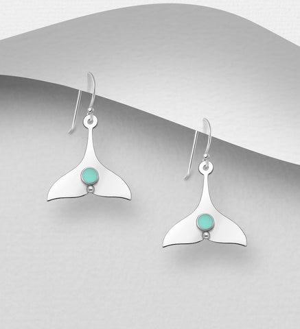 Sterling Silver Whale Tail  Earrings ~ 2-1-1217