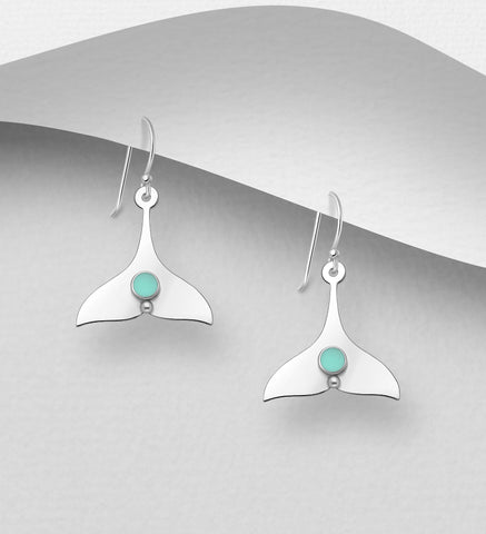 Sterling Silver Whale Tail  Earrings ~ 2-1-1217 NEW