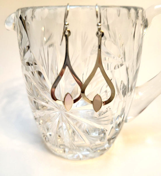 Sterling Silver Mother of Pearl Dangle Earrings 2-1-1220