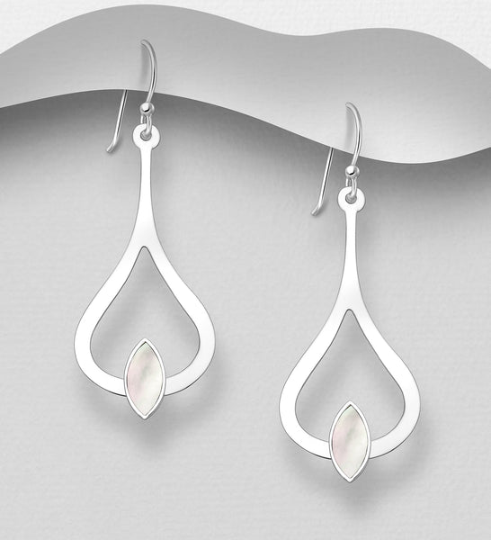 Sterling Silver Mother of Pearl Dangle Earrings 2-1-1220
