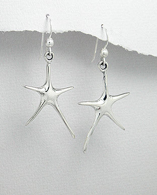 Sterling Silver Dangle Large Starfish Earrings ~ 2-1-615
