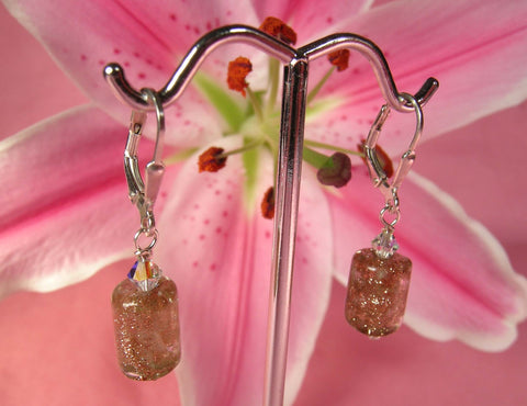 Pink Lily ~ Murano Glass Drop Earrings 2-7-17 Gold