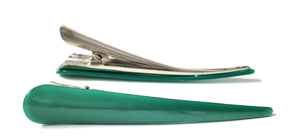 Pink Lily ~ "Honey" Large Pinch Clip ~ "Pearl" Collection ~ Emerald Green