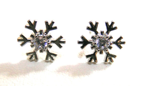 Pink Lily ~ CZ Snowflake Stud Earrings #CHR4