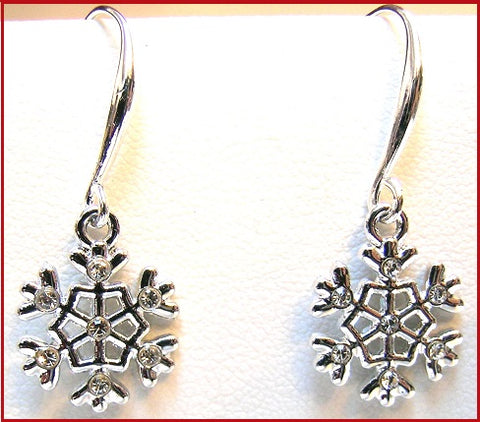 Pink Lily ~ Crystal Snowflake Drop Earrings #CHR12