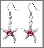 Pink Lily ~ CZ Starfish Drop Earrings