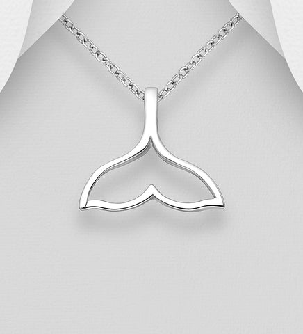 Sterling Silver  Whale Tail  Pendant on 18 inch chain 5-1-184