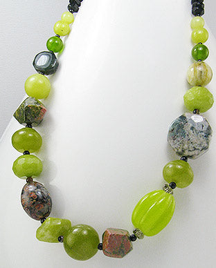 Sterling Silver Green Stone Choker 5-1-300