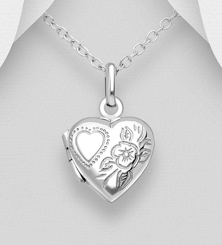 Sterling Silver Heart Locket Pendant on 18 inch chain 5-1-448