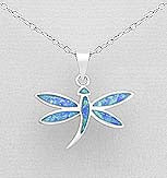 Sterling Silver Blue Dragonfly Pendant on 18 inch chain 5-1-507 Best Seller!