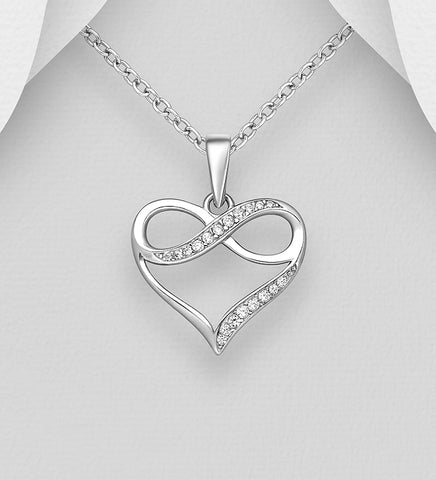 Sterling Silver CZ Heart Pendant on 18 inch chain 5-1-571  NEW