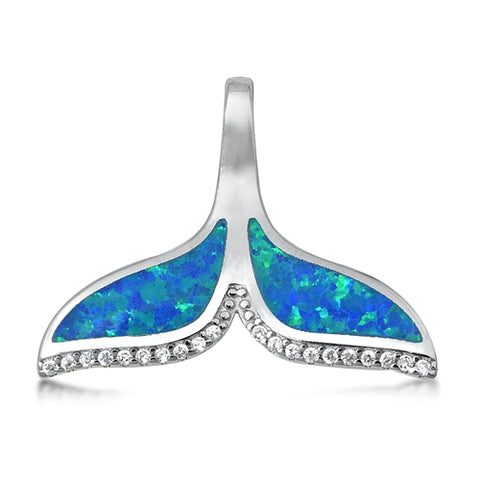 Sterling Silver Blue Whale Tail Pendant on 18 inch chain 5-1-602  NEW
