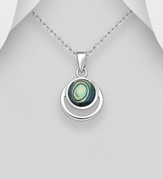 Sterling Silver Abalone Pendant on 18 inch box chain ~ 5-1-605