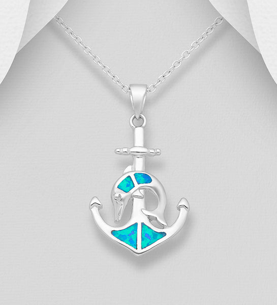 Sterling Silver Anchor Pendant on 18 inch box chain ~ 5-1-622 NEW