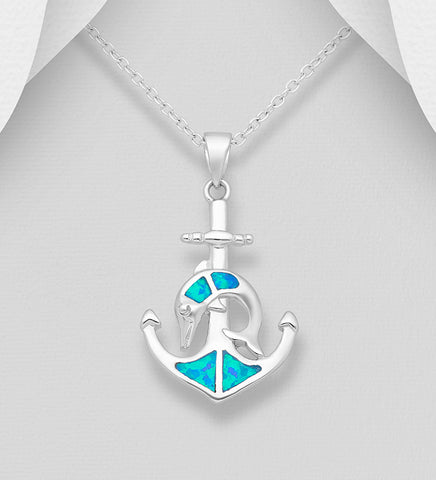 Sterling Silver Anchor Pendant on 18 inch box chain ~ 5-1-622 NEW