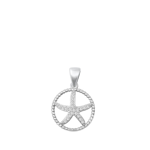 Sterling Silver CZ Large Starfish on 18 inch chain ~ 5-1-631 New